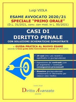 cover image of Esame Avvocato 2020-21. CASI DI DIRITTO PENALE
